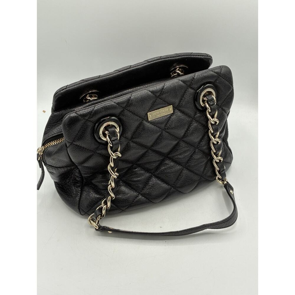 Kate Spade Gold Coast Elizabeth Bag – Black Quilted Leather Chain Shoulder Purse
